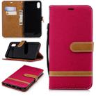 Color Matching Denim Texture Leather Case for LG Q8 , with Holder & Card Slots & Wallet & Lanyard(Red) - 1