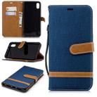 Color Matching Denim Texture Leather Case for LG Q8 , with Holder & Card Slots & Wallet & Lanyard(Dark Blue) - 1