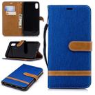 Color Matching Denim Texture Leather Case for LG Q8 , with Holder & Card Slots & Wallet & Lanyard(Royal Blue) - 1