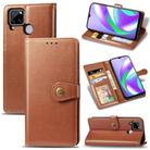 For OPPO Realme C12 Solid Color Leather Buckle Phone Case with Lanyard & Photo Frame & Card Slot & Wallet & Stand Function(Brown) - 1