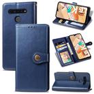 For LG K41S Retro Solid Color Leather Buckle Phone Case with Lanyard & Photo Frame & Card Slot & Wallet & Stand Function(Blue) - 1