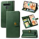 For LG K41S Retro Solid Color Leather Buckle Phone Case with Lanyard & Photo Frame & Card Slot & Wallet & Stand Function(Green) - 1