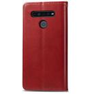 For LG K51S Retro Solid Color Leather Buckle Phone Case with Lanyard & Photo Frame & Card Slot & Wallet & Stand Function(Red) - 5