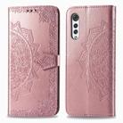 For LG Velvet 5G Mandala Flower Embossed Horizontal Flip Leather Case with Bracket / Card Slot / Wallet / Lanyard(Rose Gold) - 1