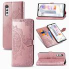 For LG Velvet 5G Mandala Flower Embossed Horizontal Flip Leather Case with Bracket / Card Slot / Wallet / Lanyard(Rose Gold) - 2