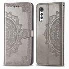 For LG Velvet 5G Mandala Flower Embossed Horizontal Flip Leather Case with Bracket / Card Slot / Wallet / Lanyard(Gray) - 1