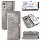 For LG Velvet 5G Mandala Flower Embossed Horizontal Flip Leather Case with Bracket / Card Slot / Wallet / Lanyard(Gray) - 2