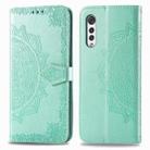 For LG Velvet 5G Mandala Flower Embossed Horizontal Flip Leather Case with Bracket / Card Slot / Wallet / Lanyard(Green) - 1