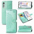 For LG Velvet 5G Mandala Flower Embossed Horizontal Flip Leather Case with Bracket / Card Slot / Wallet / Lanyard(Green) - 1