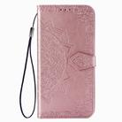 For OPPO A52 Mandala Flower Embossed Horizontal Flip Leather Case with Bracket / Card Slot / Wallet / Lanyard(Rose Gold) - 2