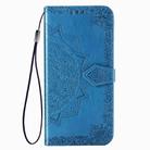 For OPPO A52 Mandala Flower Embossed Horizontal Flip Leather Case with Bracket / Card Slot / Wallet / Lanyard(Blue) - 2
