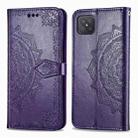 For OPPO A92S Mandala Flower Embossed Horizontal Flip Leather Case with Bracket / Card Slot / Wallet / Lanyard(Purple) - 1
