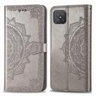 For OPPO A92S Mandala Flower Embossed Horizontal Flip Leather Case with Bracket / Card Slot / Wallet / Lanyard(Gray) - 1