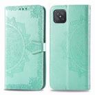 For OPPO A92S Mandala Flower Embossed Horizontal Flip Leather Case with Bracket / Card Slot / Wallet / Lanyard(Green) - 1