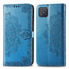 For OPPO A92S Mandala Flower Embossed Horizontal Flip Leather Case with Bracket / Card Slot / Wallet / Lanyard(Blue) - 1