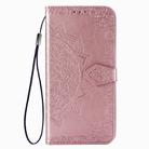 For OPPO Realme C12 Mandala Flower Embossed Horizontal Flip Leather Case with Bracket / Card Slot / Wallet / Lanyard(Rose Gold) - 2