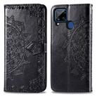 For OPPO Realme C15 Mandala Flower Embossed Horizontal Flip Leather Case with Bracket / Card Slot / Wallet / Lanyard(Black) - 1