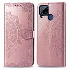 For OPPO Realme C15 Mandala Flower Embossed Horizontal Flip Leather Case with Bracket / Card Slot / Wallet / Lanyard(Rose Gold) - 1