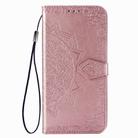 For OPPO Realme C15 Mandala Flower Embossed Horizontal Flip Leather Case with Bracket / Card Slot / Wallet / Lanyard(Rose Gold) - 2