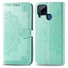 For OPPO Realme C15 Mandala Flower Embossed Horizontal Flip Leather Case with Bracket / Card Slot / Wallet / Lanyard(Green) - 1