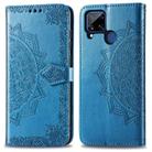 For OPPO Realme C15 Mandala Flower Embossed Horizontal Flip Leather Case with Bracket / Card Slot / Wallet / Lanyard(Blue) - 1