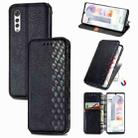 For LG Velvet 5G Cubic Grid Pressed Horizontal Flip Magnetic PU Leather Case with Holder & Card Slots & Wallet(Black) - 1