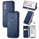 For LG Velvet 5G Cubic Grid Pressed Horizontal Flip Magnetic PU Leather Case with Holder & Card Slots & Wallet(Blue) - 1