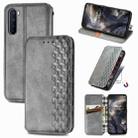 For One Plus Nord Cubic Grid Pressed Horizontal Flip Magnetic PU Leather Case with Holder & Card Slots & Wallet(Grey) - 1