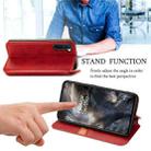 For One Plus Nord Cubic Grid Pressed Horizontal Flip Magnetic PU Leather Case with Holder & Card Slots & Wallet(Red) - 4
