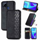 For OPPO Realme C15 Cubic Grid Pressed Horizontal Flip Magnetic PU Leather Case with Holder & Card Slots & Wallet(Black) - 1