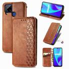 For OPPO Realme C15 Cubic Grid Pressed Horizontal Flip Magnetic PU Leather Case with Holder & Card Slots & Wallet(Brown) - 1