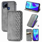 For OPPO Realme C15 Cubic Grid Pressed Horizontal Flip Magnetic PU Leather Case with Holder & Card Slots & Wallet(Grey) - 1