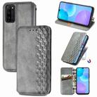 For Huawei Honor 30 Lite Cubic Grid Pressed Horizontal Flip Magnetic PU Leather Case with Holder & Card Slots & Wallet(Grey) - 1