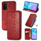 For Huawei Honor 30 Lite Cubic Grid Pressed Horizontal Flip Magnetic PU Leather Case with Holder & Card Slots & Wallet(Red) - 1