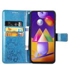 For Samsung Galaxy M31s Four-leaf Clasp Embossed Buckle Mobile Phone Protection Leather Case with Lanyard & Card Slot & Wallet & Holder(Blue) - 3