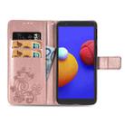 For Samsung Galaxy A01 Core Four-leaf Clasp Embossed Buckle Mobile Phone Protection Leather Case with Lanyard & Card Slot & Wallet & Holder(Rose Gold) - 3