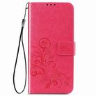 For Huawei Mate 40 Lite /Maimang 9 Four-leaf Clasp Embossed Buckle Mobile Phone Protection Leather Case with Lanyard & Card Slot & Wallet & Bracket Function(Magenta) - 2