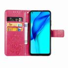 For Huawei Mate 40 Lite /Maimang 9 Four-leaf Clasp Embossed Buckle Mobile Phone Protection Leather Case with Lanyard & Card Slot & Wallet & Bracket Function(Magenta) - 3