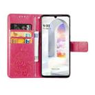 For LG Velvet 5G Four-leaf Clasp Embossed Buckle Mobile Phone Protection Leather Case with Lanyard & Card Slot & Wallet & Bracket Function(Magenta) - 3