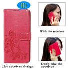 For LG Velvet 5G Four-leaf Clasp Embossed Buckle Mobile Phone Protection Leather Case with Lanyard & Card Slot & Wallet & Bracket Function(Magenta) - 5