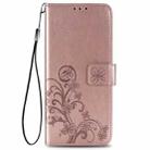 For LG Velvet 5G Four-leaf Clasp Embossed Buckle Mobile Phone Protection Leather Case with Lanyard & Card Slot & Wallet & Bracket Function(Rose Gold) - 2
