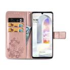 For LG Velvet 5G Four-leaf Clasp Embossed Buckle Mobile Phone Protection Leather Case with Lanyard & Card Slot & Wallet & Bracket Function(Rose Gold) - 3