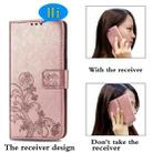 For LG Velvet 5G Four-leaf Clasp Embossed Buckle Mobile Phone Protection Leather Case with Lanyard & Card Slot & Wallet & Bracket Function(Rose Gold) - 5