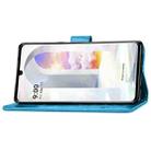 For LG Velvet 5G Four-leaf Clasp Embossed Buckle Mobile Phone Protection Leather Case with Lanyard & Card Slot & Wallet & Bracket Function(Blue) - 3