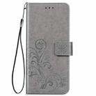 For LG Velvet 5G Four-leaf Clasp Embossed Buckle Mobile Phone Protection Leather Case with Lanyard & Card Slot & Wallet & Bracket Function(Gray) - 1
