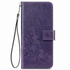 For LG Velvet 5G Four-leaf Clasp Embossed Buckle Mobile Phone Protection Leather Case with Lanyard & Card Slot & Wallet & Bracket Function(Purple) - 2