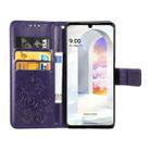 For LG Velvet 5G Four-leaf Clasp Embossed Buckle Mobile Phone Protection Leather Case with Lanyard & Card Slot & Wallet & Bracket Function(Purple) - 3