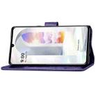 For LG Velvet 5G Four-leaf Clasp Embossed Buckle Mobile Phone Protection Leather Case with Lanyard & Card Slot & Wallet & Bracket Function(Purple) - 4