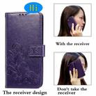 For LG Velvet 5G Four-leaf Clasp Embossed Buckle Mobile Phone Protection Leather Case with Lanyard & Card Slot & Wallet & Bracket Function(Purple) - 5