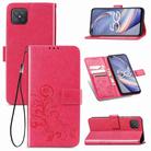 For OPPO A92S Four-leaf Clasp Embossed Buckle Mobile Phone Protection Leather Case with Lanyard & Card Slot & Wallet & Holder(Magenta) - 1